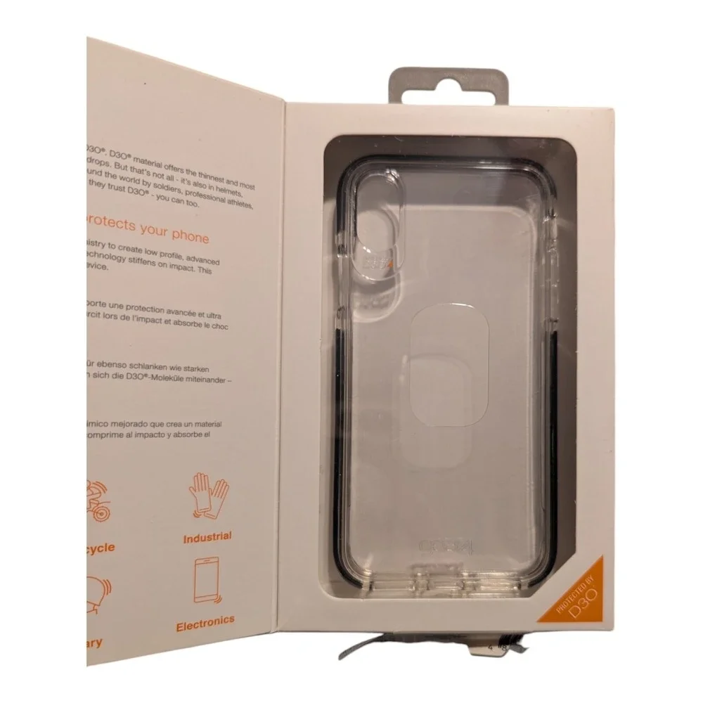 F5. Gear4 Piccadilly Case for Apple iPhone X/Xs - Black Bumper‎ / Clear